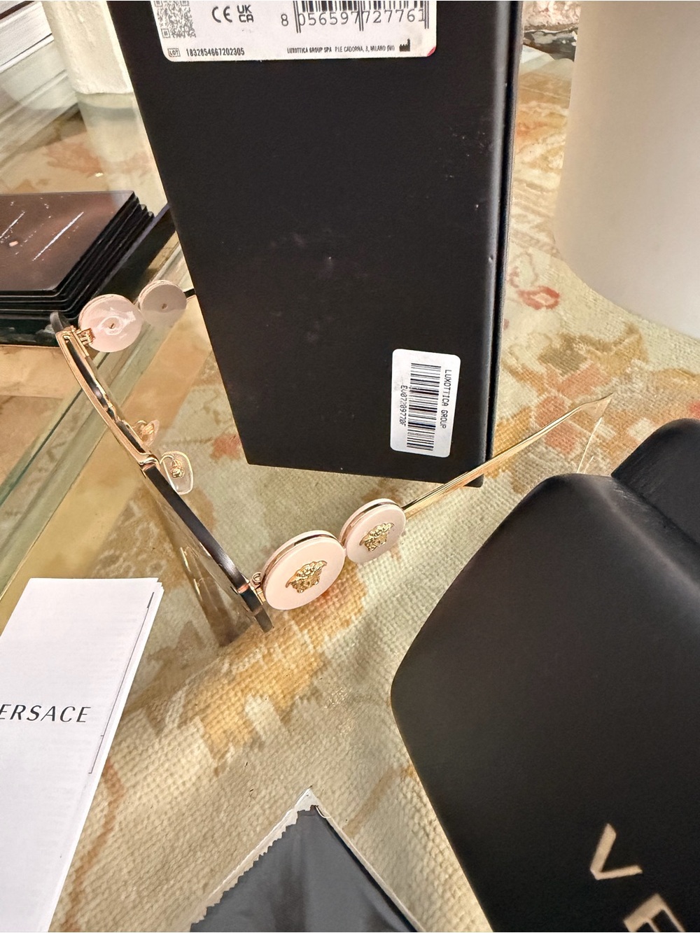 Versace Rimless Aviator Sunglasses in Brown Gold with tinted Lenses emblem NWT - Picture 8 of 13